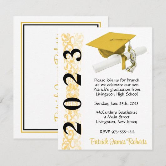 Pet en diplomatie, goud en zwart Afstuderen Kaart (Voorkant / Achterkant)