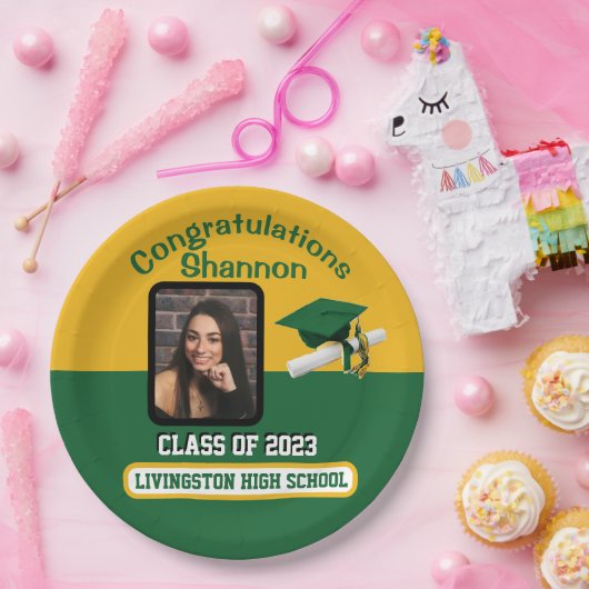 Pet en diplomatie, Groen en Gold Afstuderen Papieren Bordje (Feest)