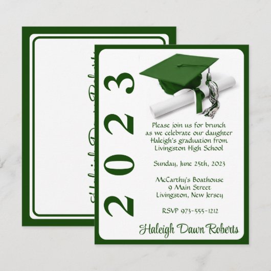 Pet en diplomatie, groen en wit Afstuderen Kaart (Voorkant / Achterkant)