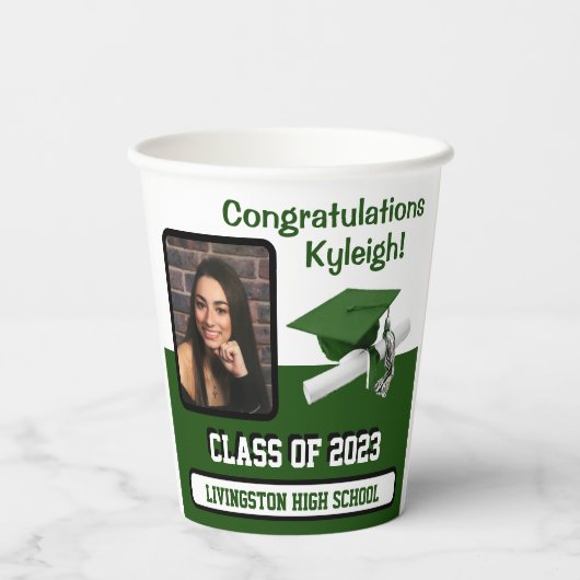 Pet en diplomatie, groen en wit Afstuderen Papieren Bekers (Achterkant)