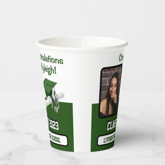 Pet en diplomatie, groen en wit Afstuderen Papieren Bekers (Links)