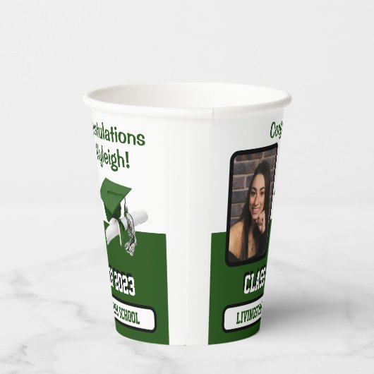 Pet en diplomatie, groen en wit Afstuderen Papieren Bekers (Rechts)