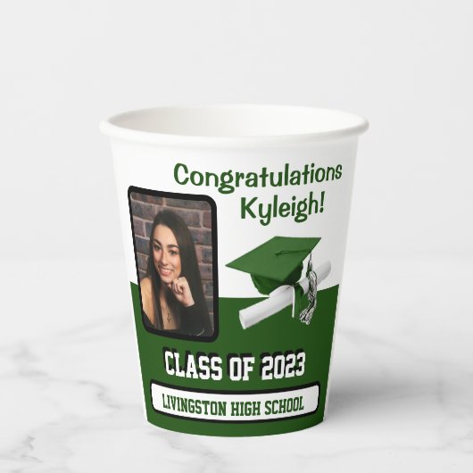Pet en diplomatie, groen en wit Afstuderen Papieren Bekers (Voorkant)
