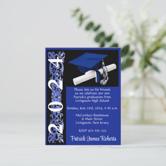 Pet en diplomatie, koninklijk blauw en zwart Afstu Kaart (Staand voorkant)