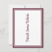 Pet en diplomatie, maroon en wit Afstuderen Kaart (Achterkant)