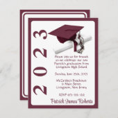 Pet en diplomatie, maroon en wit Afstuderen Kaart (Voorkant / Achterkant)