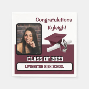 Pet en diplomatie, maroon en wit Afstuderen Servet