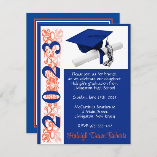 Pet en diplomatie, Oranje en blauw Afstuderen Kaart (Voorkant / Achterkant)