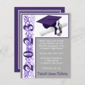 Pet en diplomatie, Paars, grijs, wit Afstuderen Kaart (Voorkant / Achterkant)