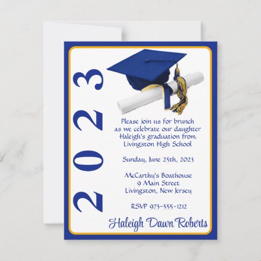 Pet en diplomatie, Royal Blue & Gold Afstuderen Kaart (Voorkant)