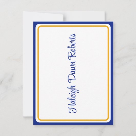 Pet en diplomatie, Royal Blue & Gold Afstuderen Kaart (Achterkant)