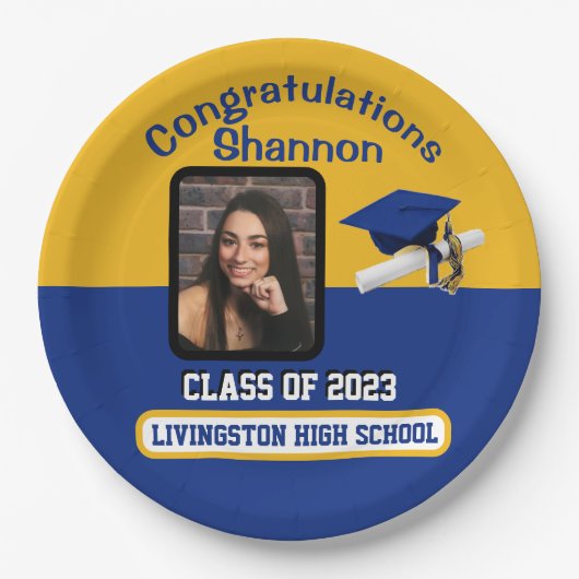 Pet en diplomatie, Royal Blue & Gold Afstuderen Papieren Bordje (Voorkant)