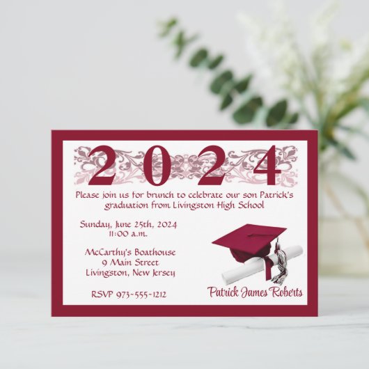 Pet en diplomatie, wit en kardinaal rood Afstudere Kaart (Staand voorkant)