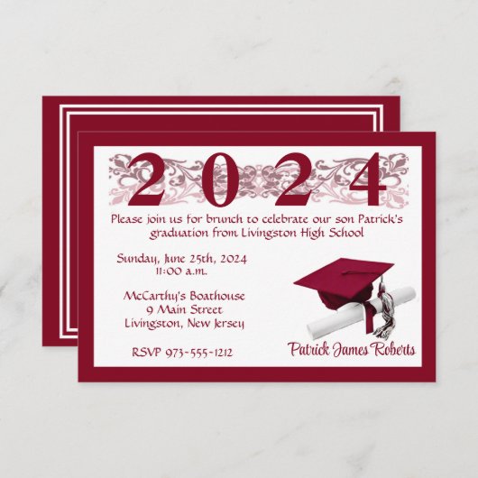 Pet en diplomatie, wit en kardinaal rood Afstudere Kaart (Voorkant / Achterkant)