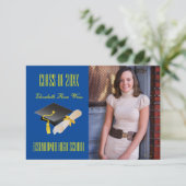 Pet en diplomatiek blauw - 3x5 Afstuderen aankondi Kaart (Staand voorkant)