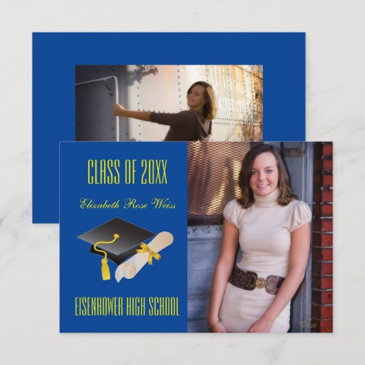 Pet en diplomatiek blauw - 3x5 Afstuderen aankondi Kaart (Voorkant / Achterkant)