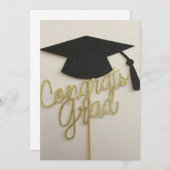 Pet en felicitaties voor afstudeerder op uitnodigi kaart (Voorkant / Achterkant)