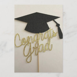 Pet en felicitaties voor afstudeerder op uitnodigi kaart