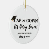 Pet en gans Het gaat naar beneden Afstuderen Keramisch Ornament (Rechts)