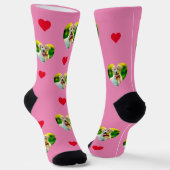  Pet en Hearts Pattern Roze Sokken (Gebogen)