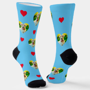 Pet en Hearts Pattern Sky Blue Sokken