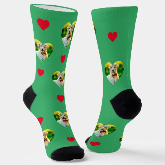 Pet en Hearts Pattern Zee Groen Sokken (Gebogen)