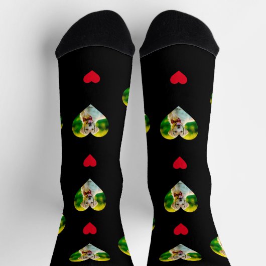 Pet en Hearts Pattern Zwart Sokken (Top)