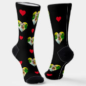 Pet en Hearts Pattern Zwart Sokken (Gebogen)