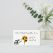 Pet en House Sitting Husky and Sunflower Visitekaartje (Staand voorkant)