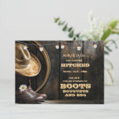 Pet en huwelijksuitnodigingen voor landlaarzen kaart (Staand voorkant)