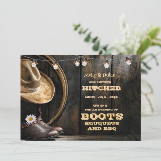 Pet en huwelijksuitnodigingen voor landlaarzen kaart (Staand voorkant)