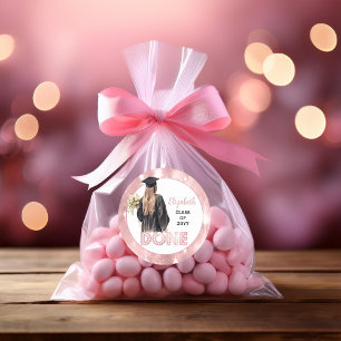 Pet en jurk   Roze Bloemen GEDAAN Ronde Sticker