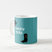 Pet en kalligrafie van het land op Blauwgroen koff Koffiemok (Voorkant links)