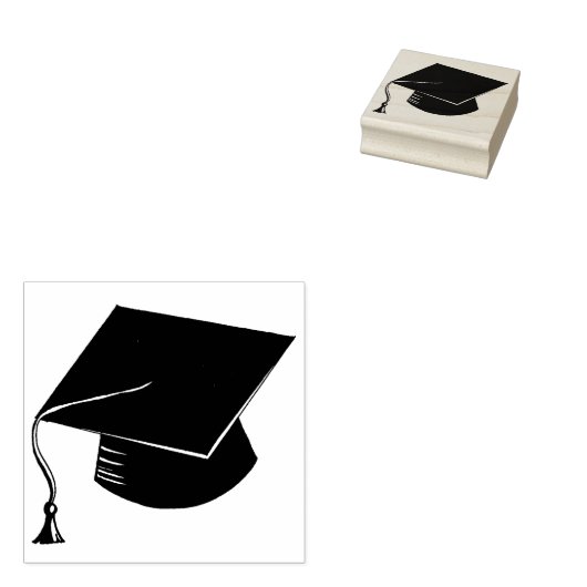 Pet en kwastje afstuderen rubberstempel (Gestempeld)