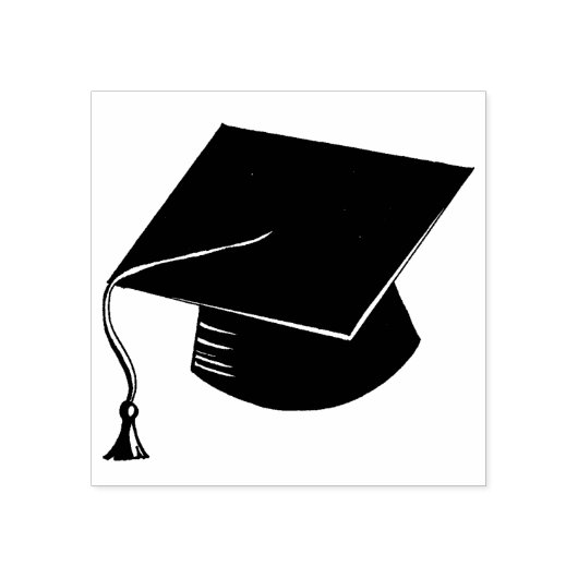 Pet en kwastje afstuderen rubberstempel (Afrduk)