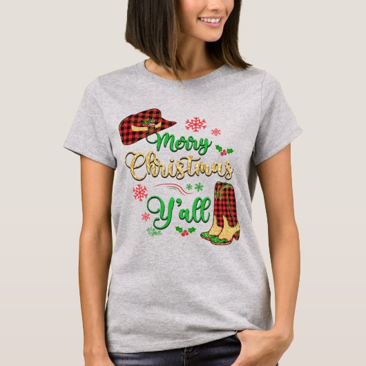 Pet en laarzen voor kerstmeisjes t-shirt (Voorkant)