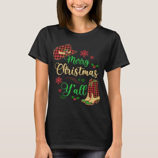 Pet en laarzen voor kerstmeisjes t-shirt (Voorkant)