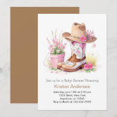 Pet en laarzen Wild West Waterverf Baby shower Kaart (Voorkant / Achterkant)
