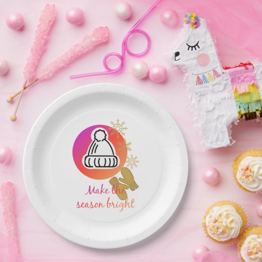  Pet en Mittens Winter Season Bright Papieren Bordje (Feest)