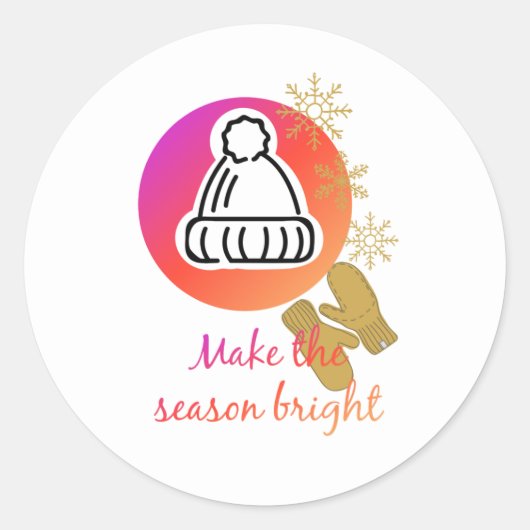  Pet en Mittens Winter Season Bright Ronde Sticker (Voorkant)