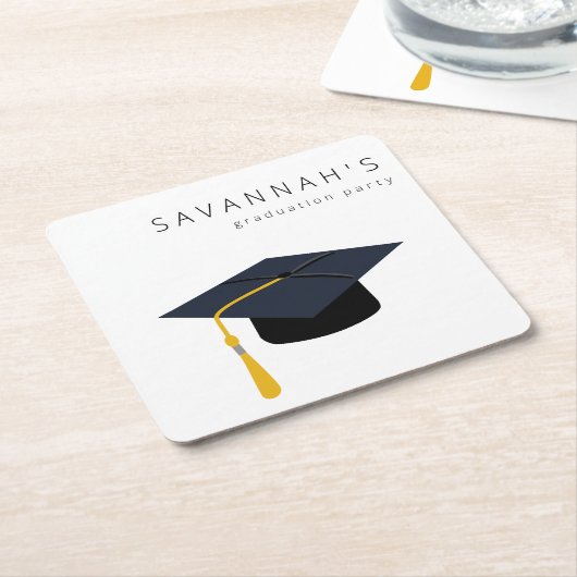 Pet en naam van afstuderen kartonnen onderzetters (Schuin)