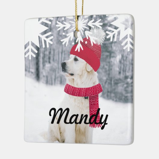 Pet en Scarf Snowflake Keramisch Ornament (Links)