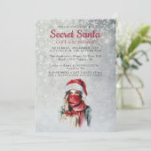 Pet en sjaal Grijs Geheim Kerstfeest Kaart (Staand voorkant)