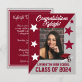 Pet en sterren Kardinaal Rood/Wit/Grijs Afstuderen Kaart (Voorkant / Achterkant)