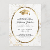 Pet en Tassel Gold Marble Graduation Party Uitnodiging Briefkaart (Voorkant)