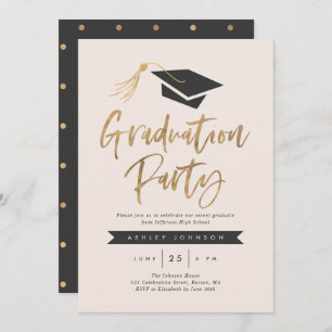 Pet- en Tassel Graduation Party Gold Foil Blush Kaart