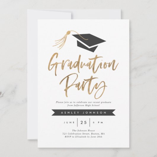Pet- en Tassel Graduation Party Gold Foil Kaart (Voorkant)