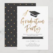 Pet- en Tassel Graduation Party Gold Foil Kaart (Voorkant / Achterkant)