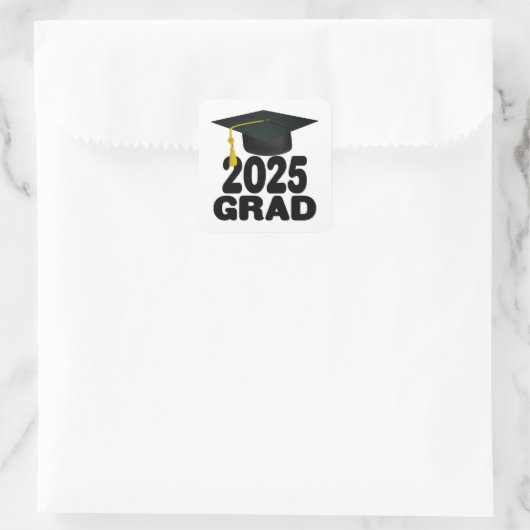 Pet en Tassel Klasse van 2025 Afstuderen Vierkante Sticker (Tas)