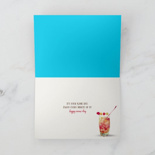 pet en teenslippers per poolnaamdag kaart (Binnen)